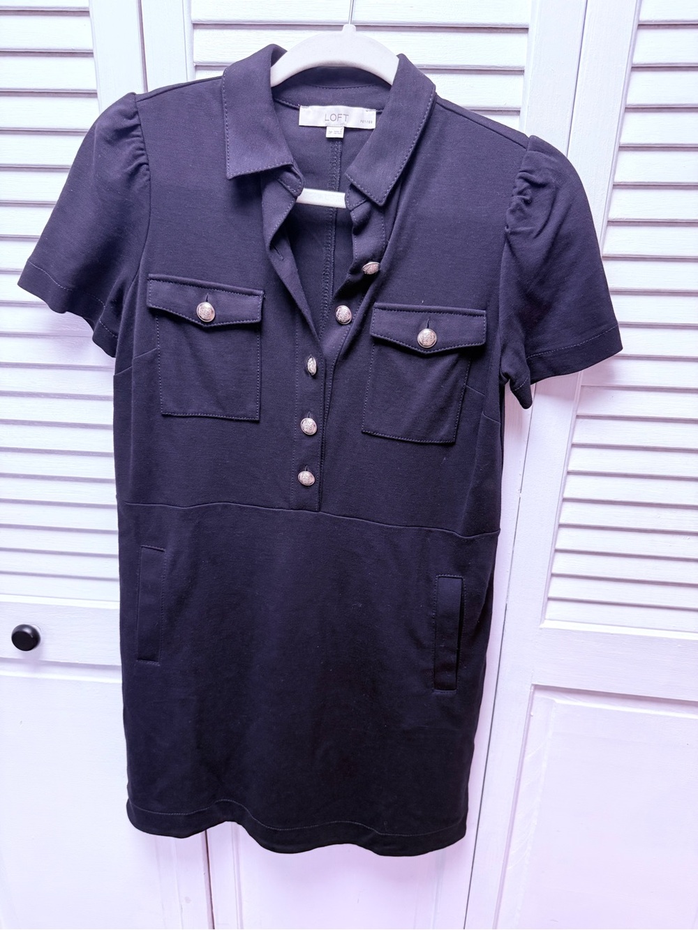 LOFT Petite Black Dress Size 2P Stretch Knit